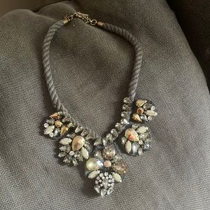 J Crew Grey Felt-Backed Rhinestone necklace